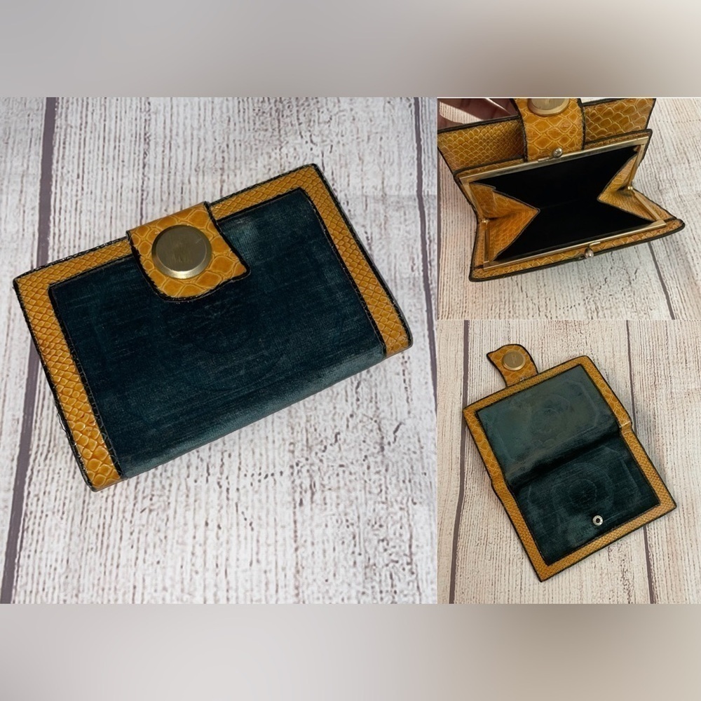 WOMEN’s Wallet - Leather & Green Velvet - Looks Handmade